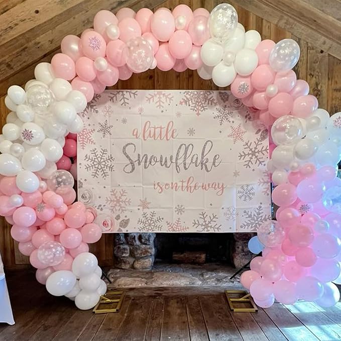 Pink and Silver Balloon, 60 Pcs 12 Inches Pastel Pink White Confetti Balloons for Girls Kids Birthday Wedding Baby Shower Graduation