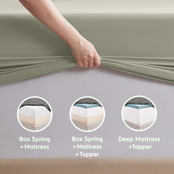 Nestl California King Sheet Set - 1800 Ultra-Soft Microfiber Cal King Bed Sheets - Double Brushed - Deep Pockets - Easy Fit - 4 Piece Set - Bed Sheets (California King, Light Green)