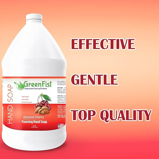 GreenFist Foaming Hand Soap Refills Almond Cherry Scent Jug Foam Refill Made in USA, 128 ounce (1 Gallon)