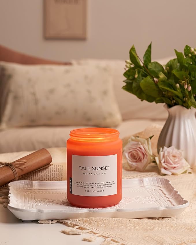 M&SENSE Amber Santal Soy Candles, Scented Candle 110 Hours Long Lasting Clean Burn Large Candle for Home Natural Organic Aromatherapy Relaxing Candle Birthday Holiday Gifts for Women Men