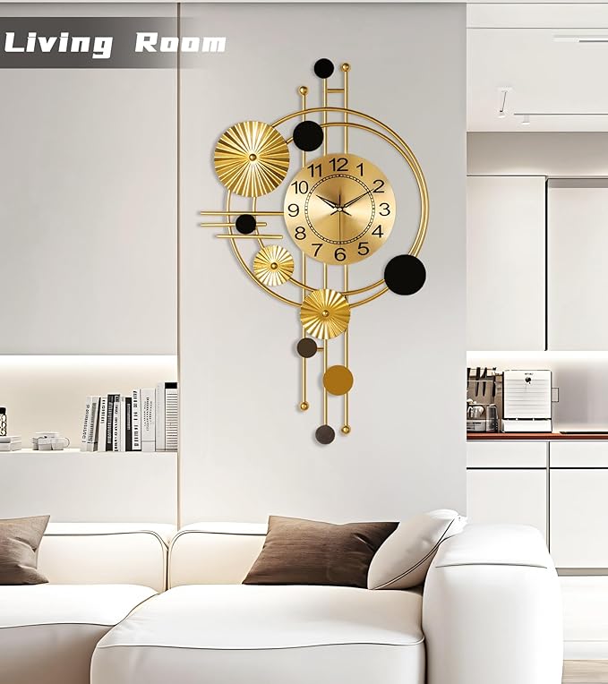 Large Wall Clock, Modern Clocks for Living Room, Geometric Design - Silent Wall Clock, Battery Operated, for Living Room,Bedroom,Kitchen,Study or Entryway Decor-30