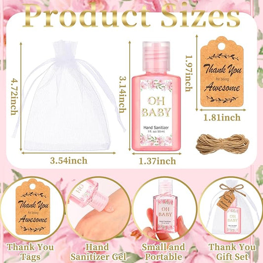 Frienda 24 Sets Baby Shower Hand Sanitizer Gift Set Travel Size Hand Sanitizers Gift Bulk Mini Sanitizer for Wedding Thank You Gifts for Guests