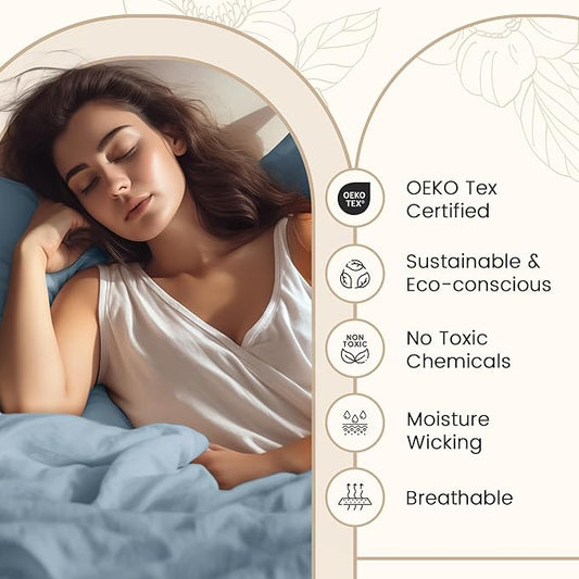100% Egyptian Cotton Sheets For King Size Bed, 800 Thread Count Deep Pocket King Sheet Set, Elasticated Sheet & Pillowcase Sets, No Pill & Shrink, Soft & Comfy Naturally Cool & Breathable- French Blue