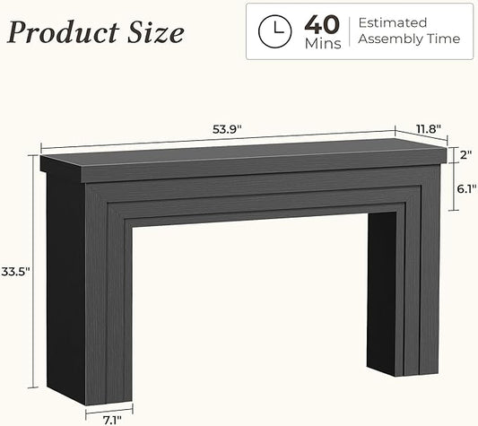 Huuger 54 Inch Entryway Table, Retangular Console Table with Storage, Farmhouse Sofa Table Behind The Couch, Long for Entrance, Hallway, Foyer, Living Room, Black