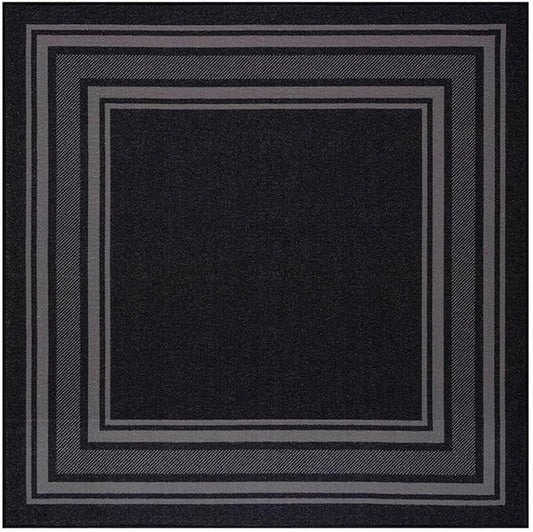 Beverly Rug Non Slip Area Rugs 3x3 Modern Bordered Non Skid Rubber Backing Soft Area Rug for Living Dining Room Easy to Clean Non Shedding Kitchen Bedroom Indoor Carpet 3 x 3 Black