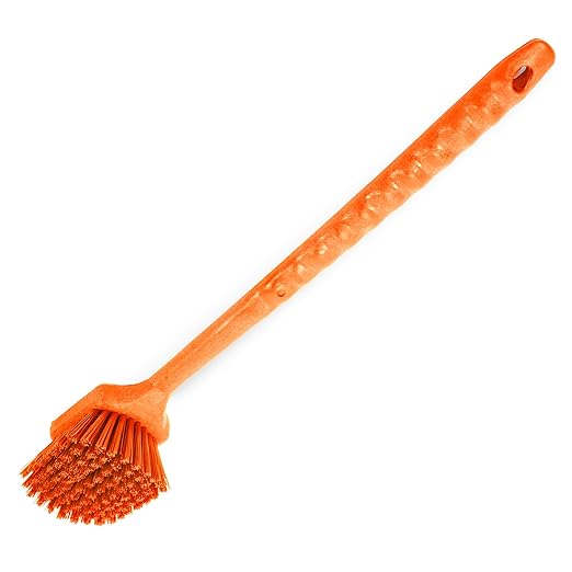 SPARTA 40501EC24 Plastic Large Scrub Brush, Kitchen Brush, Utility Brush With Long Handle For Cleaning, 20 Inches, Orange, (Pack of 6)