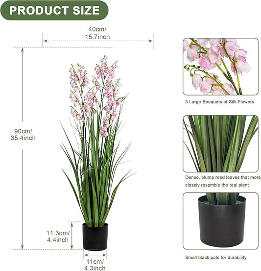Fake Plants Home Decor Fake Flowers Artificial Plants Outdoor Tall Grass Plant Artificial Pampas Grass Decor Artificial Plants Indoor Fake Grass Living Room Decor Artificial Grass 36" 2PCS(Pink)
