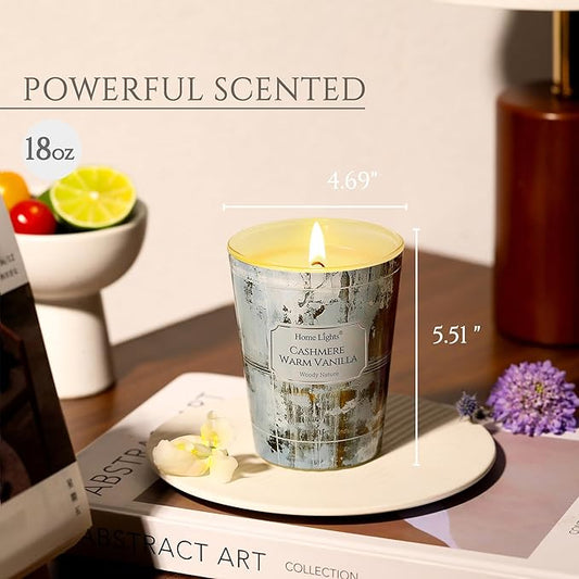 HomeLights Scented Candles for Women & Men, 6.7oz Candle Jars Aromatherapy Single Wick Candle, Ideal for Industrial Chic Home Decor and Gifts, Cashmere Warm Vanilla