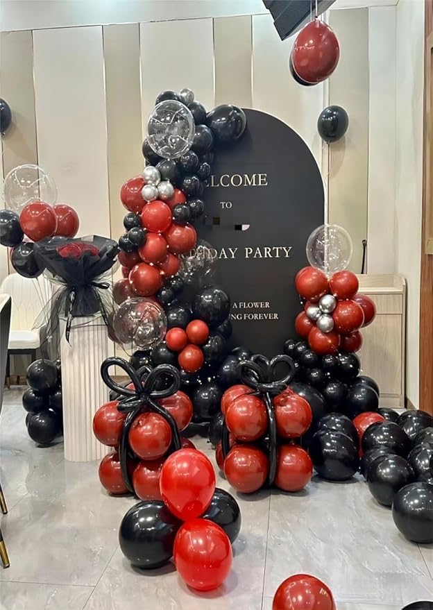 Ruby Red Balloons 100 pcs Dark Red Latex Balloon Different Sizes 18 12 10 5 Inch Premium Helium Balloons for Balloon Garland Arch Birthday Party Wedding Valentine's Day Christmas Decorations