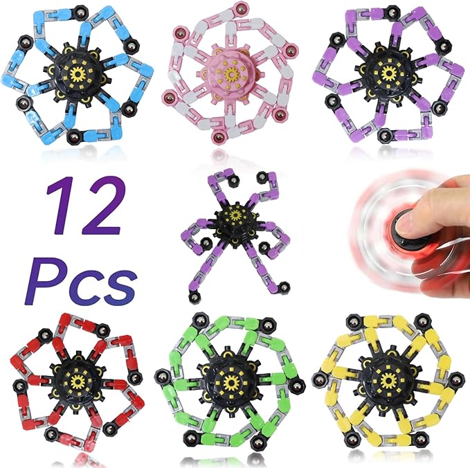 12pcs Transformable Fidget Spinners Children's Advanced Fidget Toys for Stress Relief Ideal Fidget Spinners for Sensory Toys for Boys and Girls with Autism,Party Favors