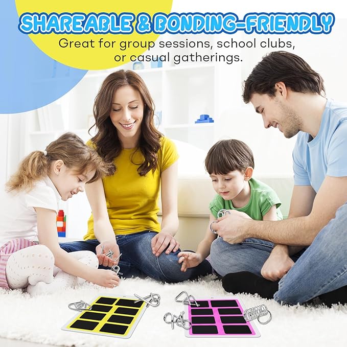 Metal Brain Teaser Puzzles Ring Educational Toys, Steel IQ Games Physics Mind Metal Puzzles for Adults, Unlock Interlock Game, Brain Teaser Puzzle for Party Favor Kids (B)