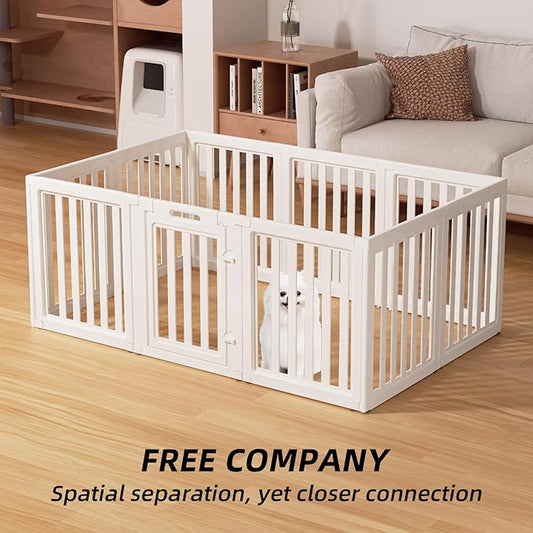 Clear Dog Play Pen,Pet Playpen with Door,Easy to Clean and Install Puppy pens for Both Indoor and Outdoor use (White, 23.6" Height, 12)