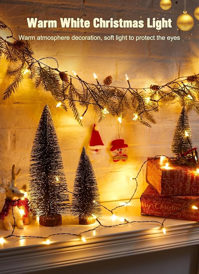 Battery Operated Christmas String Lights, 8ft 20 LED Mini Lights with Timer, Christmas Tree Lights for Indoor Outdoor Bedroom Wedding Party Holiday Xmas Decoration,Warm White