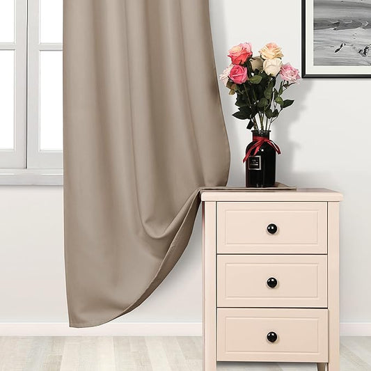 DWCN Blackout Curtains for Living Room, Thermal Insulated Room Darkening Window Treatment, Solid Light Blocking Drapes for Bedroom - 42 x 45 Inch Length, 2 Panels, Camel
