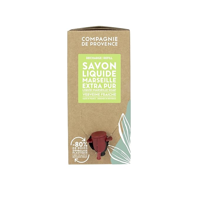Compagnie de Provence Savon de Marseille Extra Pure Liquid Soap, Verbena, 101.4 Fl Oz Eco Refill