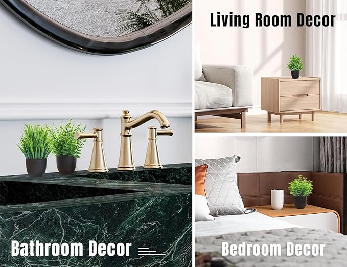 Der Rose Fake Plants 4 Packs Artificial Plants Small Faux Plants Black Bathroom Accessories for Halloween Bathroom Home Kitchen Coffee Table Office Desk Decor Indoor