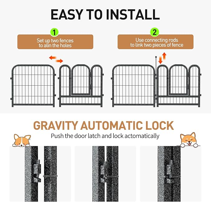 Metal Dog Playpen, 45" Inch Height 16 Panels, Large Dog Fence for Large/Medium/Small Dogs Indoor & Outdoor Bliss, Perfect Dog Pen for Camping, Yard and RV | Black-Silver