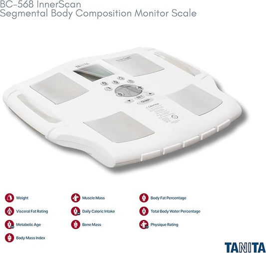 Tanita BC-568 InBody Digital Scale - Japan Technology Segmental Body Composition Analyzer with Smart BMI, Fat, Muscle Mass Measurement, and Nutrition Tracking - FDA Cleared, HSA/FSA Eligible