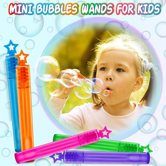 300 Pack Mini Bubble Wands in 10 Color, Bulk Party Favors for Kids, Ideal Goodies Bags Stuffers, Themed Birthday, Valentine, Easter, Halloween, Christmas, School Classroom Prizes for Boys & Girls