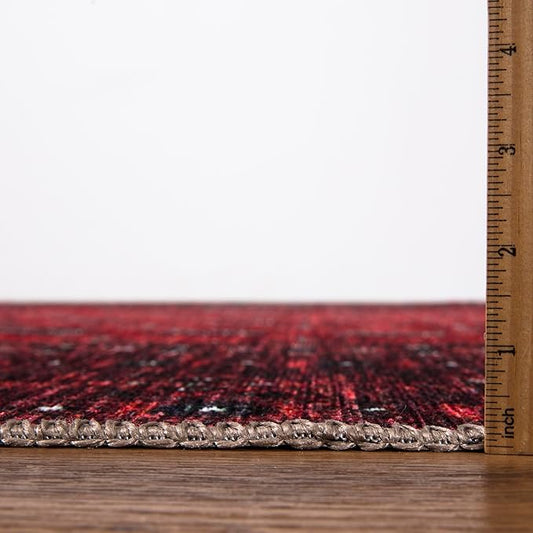 Keen Home Design 6x9 Rug - Machine Washable Area Rug with Non-Slip Backing, Ideal for Living Room, Dining Room, Bedroom - Vintage, Easy Clean, Durable, Low Pile Rug - (6' x 9')
