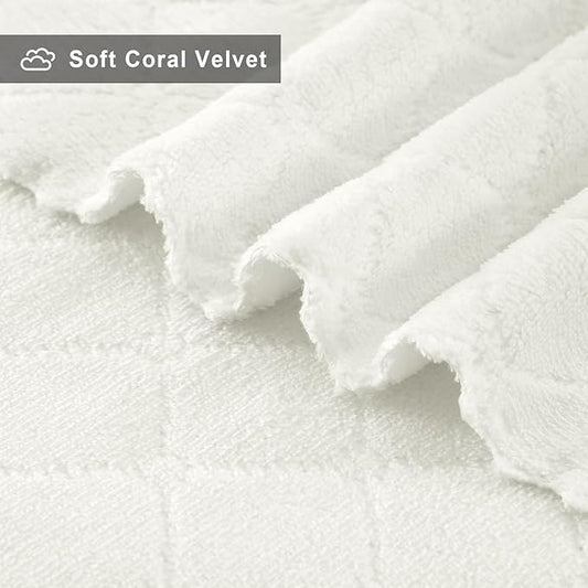 Homaxy 12 Pack Dish Towels for Kitchen (10 x 20 Inches, White), Super Soft and Absorbent Coral Velvet Dish Cloths for Washing Dishes, Nonstick Oil Fast Drying Microfiber Cleaning Cloth