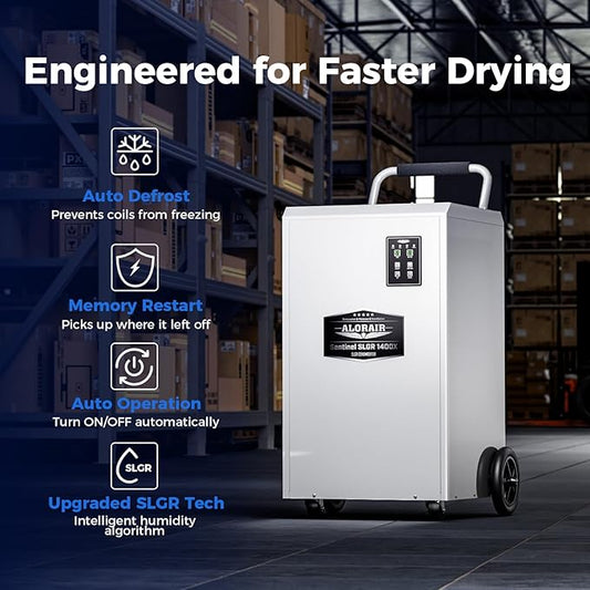 ALORAIR Commercial Dehumidifier 275 Pints with Drain Hose SLGR Tech High Efficient Industrial Dehu for Water Damage Restore, Basement, Warehouse, Home Use, Garage, 5 Years Limited Warranty
