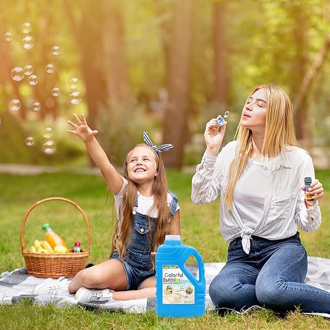 Zerhunt Bubble Solution Refill 33.8 OZ: Bubble Concentrate Solution for Bubble Machine| Bubble Solution Refill for Giant Bubble Wand, Bubble Gun Blower, Birthday Party Favors Wedding (Sky Blue)