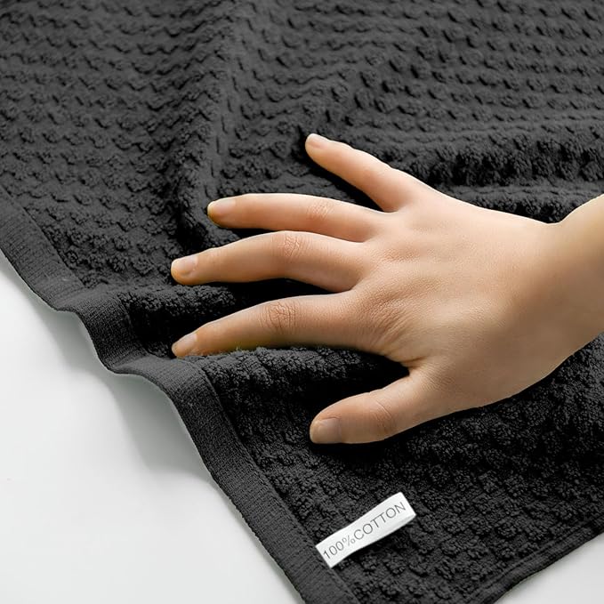 Artoid Mode Ring Spun Cotton Black Dishcloth Kitchen Towels, 12x12 Inch Ultra Soft Absorbent Quick Drying Household Cleaning Kitchen Rags Set of 6