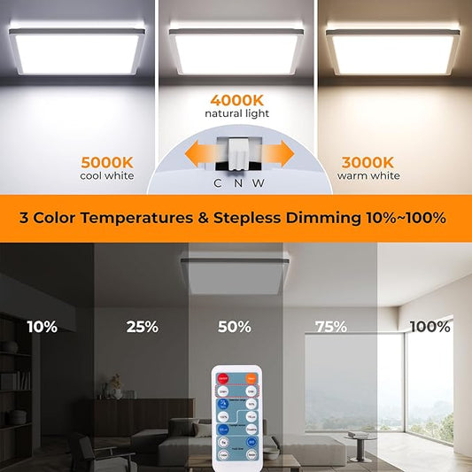 BLNAN Dimmable Motion Sensor LED Ceiling Light with Remote Control, 12 Inch 24W 2400LM Radar Motion Activated Flush Mount Wired Light Fixture for Closet Hallway Laundry Porch Stair, 3000K 4000K 5000K