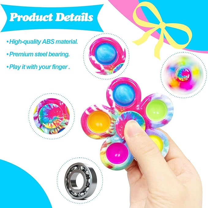 50 Fidget Spinners Toys, Party Favors Gifts for Kid,Pop Fidget Spinner Pack Bulk, Little Sensory Fidget Toys Pack, Classroom Prizes for Girls Boys Students (50 Fidget Spinners)