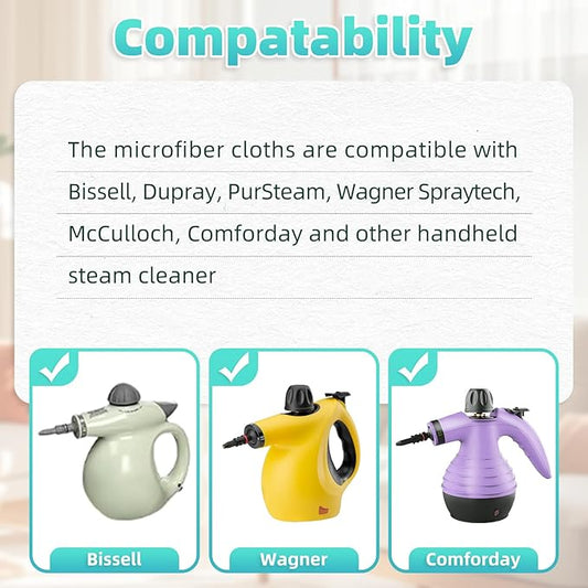 10 Pack Microfiber Cloth for Handheld Steam Shot, Steam Cleaner Accessories, Reusable Washable Steam Mop Pads Compatible with Most of Handheld Steam Shot/Cleaners (Blue)