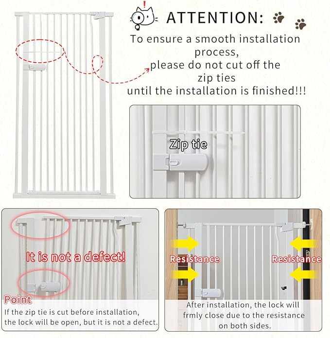 Lumizone Extra Tall Cat Gate 55.12" High Pressure Mounted Extra Wide 2025 New (17 Sizes) 1.37" Gap No Drilling Auto-Close One-Handed Operation Tall Pet Gate for Dogs(White, 55.12" H x 71.85"-75.97" W)