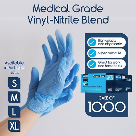 Inspire Nitrile-Vinyl Blend Exam Gloves - Disposable, Latex Free, Medical, Multipurpose for Cooking