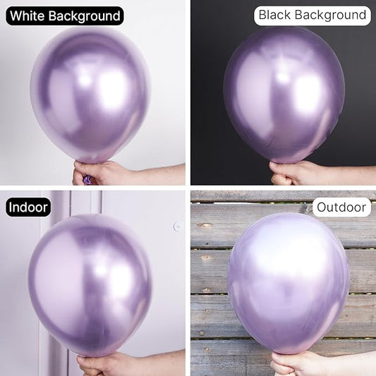 PartyWoo Metallic Purple Balloons 50 pcs 12 Inch Metallic Lavender Light Pastel Purple Lilac Latex Helium Balloons for Graduation Baby Shower Wedding Butterfly Birthday Party Decorations Purple-G130