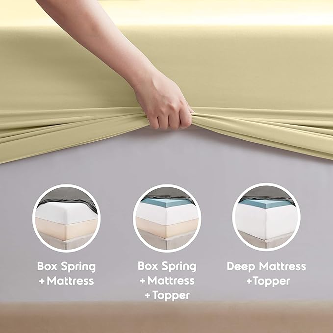 Nestl King Sheet Set - Luxury 1800 Ultra-Soft Microfiber King Bed Sheets - Double Brushed - Deep Pockets - Easy Fit - 4 Piece Set - Bedding Sheets & Pillowcases (California King, Vanilla Yellow)