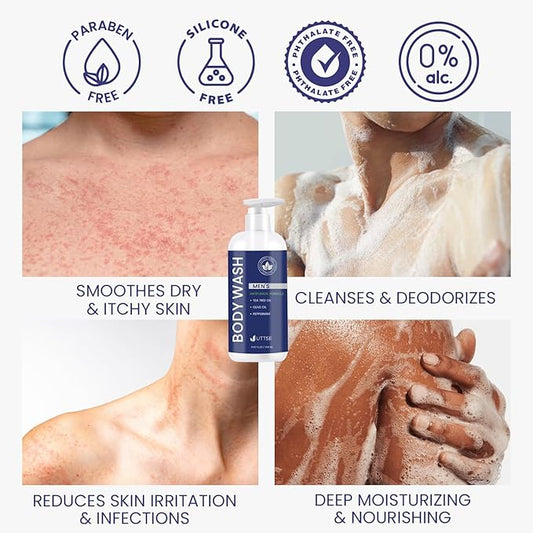 Tea Tree Body Wash: Antifungal Soap for Men - Eliminates Body Odors & Skin Irritations - 11.8fl oz/350mL