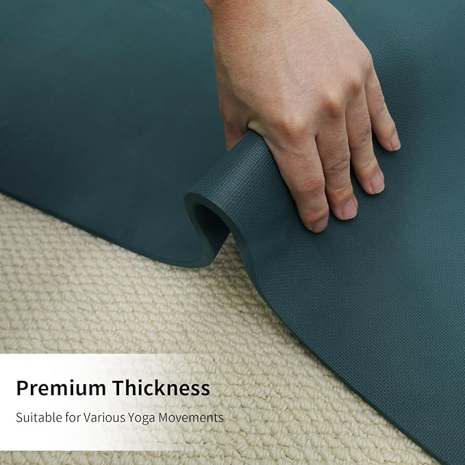 HAHE Yoga Mat Thick (8MM,1/3"), Eco-Friendly POE Non Slip Yoga Mat, High Rebound & Shock Absorption, Anti-Tear & Sweat-Resistant for Yoga, Fitness, Home, Workouts, Large Pilates Mats 72"x24" with Carrying Strap