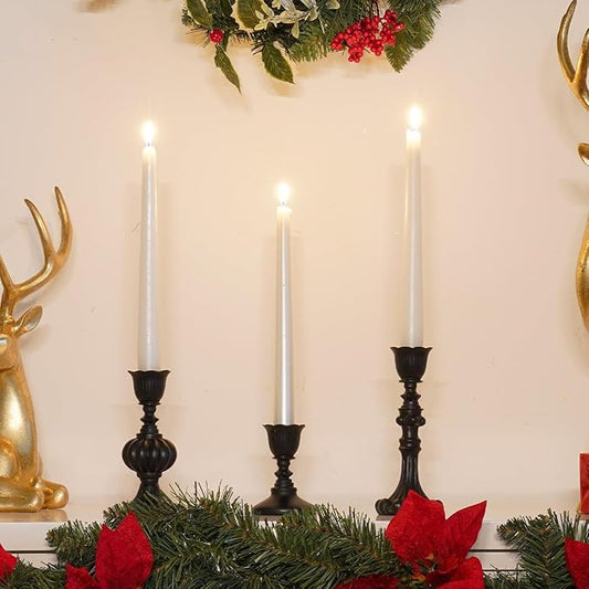 Candle Stick Candle Holder Set - Black Christmas Candlestick Holder Modern Baroque Home Decor for Coffee Table for Kwanzaa Easter Centerpiece Dinning Room Wedding Set of 3 Guichifun