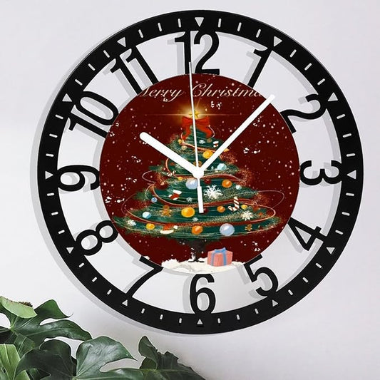 Wall Clock 10 Inch Silent Non-Ticking Modern Clocks Battery Operated - Analog Small Classic for Office, Home, Living Room,Bathroom, Kitchen, Bedroom, School,Snowman Clock