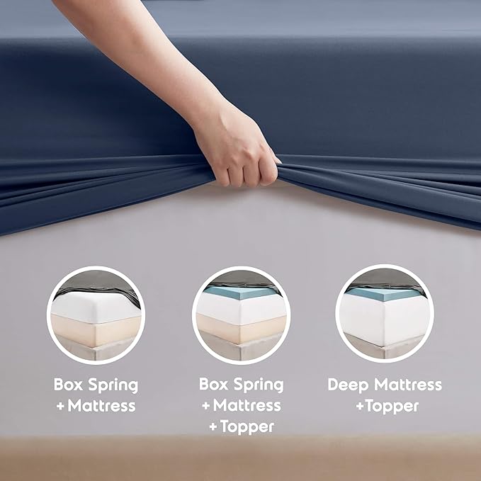 Nestl Twin XL Sheet Set - College Dorm Size - Luxury 1800 Ultra-Soft Microfiber Twin Extra Long Bed Sheets - Deep Pockets - Easy Fit - Extra Soft - 3 Piece Set (Twin XL, Navy Blue)