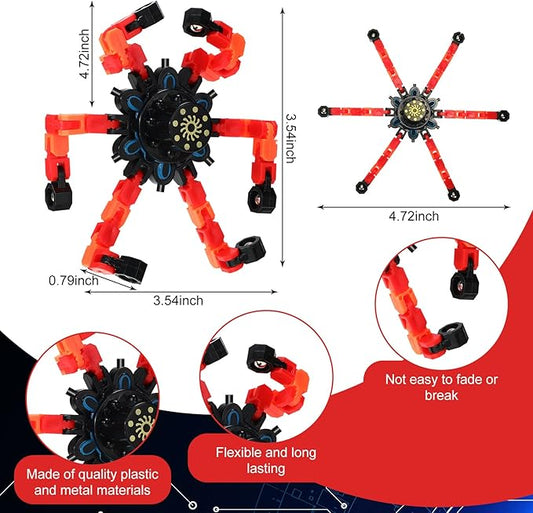40 Pack Funny Sensory Fidget Toy Transformable Chain Robot Finger Toy DIY Deformation Robot Mechanical Spinners Stress Relief Autistic Gifts for Adult Teen Prize Stuffer Party Favor (Classic)