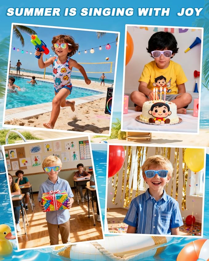 Lifree Kids Sunglasses Bulk Party Favors Boys Girls Sunglasses for Kids Age 3-8 with UV400 Protection for Kid Pool Birthday
