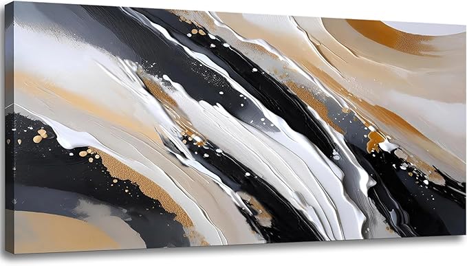 weiyiart Abstract Wall Art Wall Decor Brown and Black White Modern Canvas Wall Paintings Modern Artwork for Living Room Bedroom Bathroom Office Home Decor Can Be Hung Directly 20"x 40"