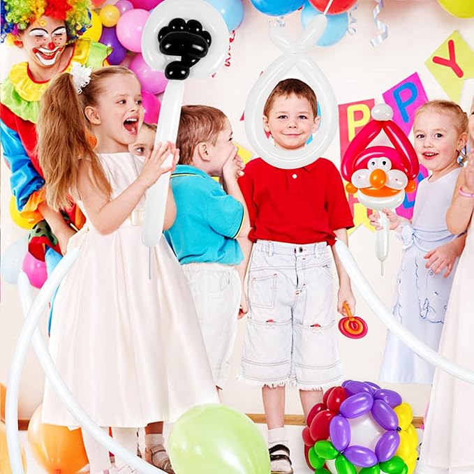 KAWKALSH 260 Balloons White Twisting Animal Balloon Thickening Latex Modeling Long Magic Balloon for Animal Model Skinny Clown Christmas Birthday Wedding Party Garland Decorations 100pcs