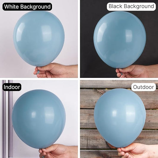 PartyWoo Dusty Blue Balloons 50 pcs 12 Inch Matte Boho Grey Blue Balloons for Graduation Baby Shower Gender Reveal Under the Sea New Born Birthday Party Decorations Blue-F55