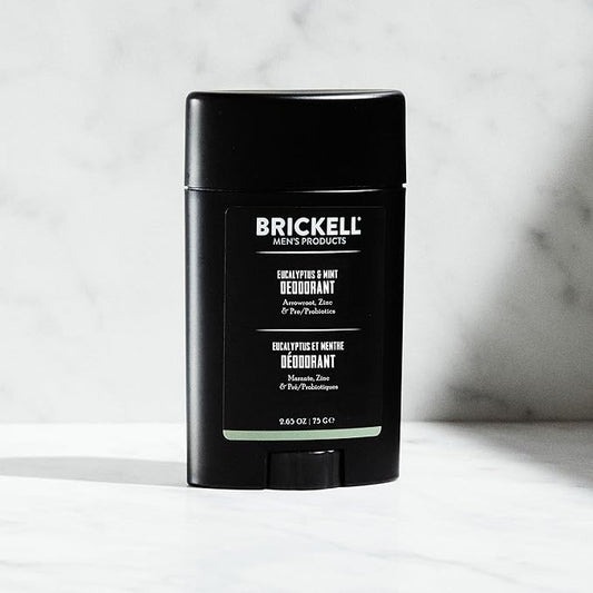 Brickell Men's Products Natural Deodorant For Men, Natural and Organic, Aluminum, Alcohol, and Baking Soda Free, 2.65 Ounce, Eucalyptus & Mint