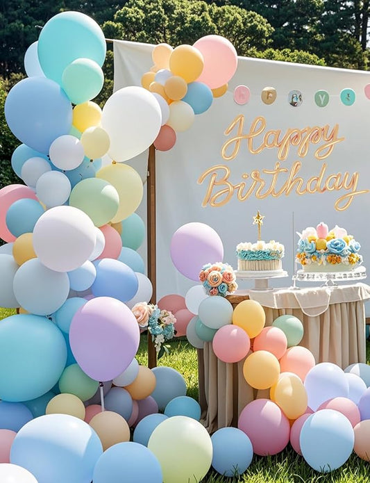 Pastel Macaron Balloons 100 Pack, 12 Inch Latex Helium Rainbow Balloons Garland with Assorted Colors for Birthdays Weddings Baby Showers Graduation Arch Party Decorations