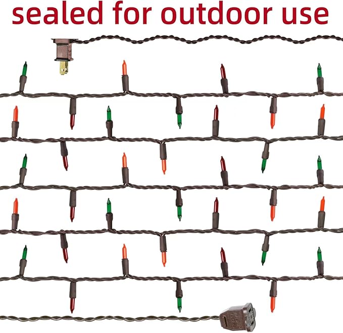 Brown Wire, Multicolor Incandescent Bulb 300 Mini String Lights for Indoor Halloween Tree Home Party Festival Decoration