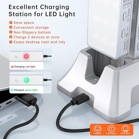 LED Closet Light with Charging Station, 3 Pcs 3 Color Temperatures 30LEDs Dimmer Rechargeable Motion Sensor Under Cabinet Lighting, Stick-on Night Light for Kitchen