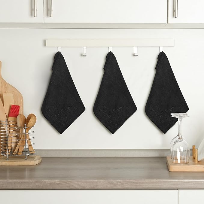 Macarrie 400 Pieces Microfiber Cleaning Cloths Bulk Absorbent Microfiber Towels Reusable Lint-Free Streak Free Wash Rags for House Kitchen Office Restaurants Bar Shop Car, 12 x 12 Inches (Black)